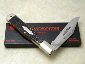 Winchester Trademark USA 1990 Bone 1920 Coke Bottle Folding Hunter Knife in Box
