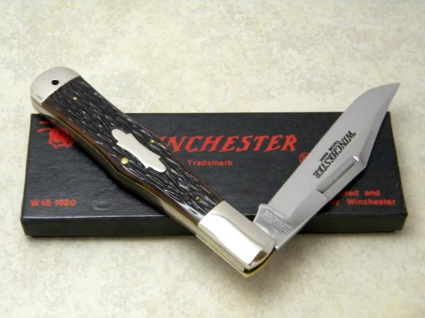 Winchester Trademark USA 1990 Bone 1920 Coke Bottle Folding Hunter Knife in Box Winchester Trademark USA 1990 Bone 1920 Coke Bottle Folding Hunter Knife in Box