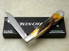 Winchester Trademark USA 1988 Stag 1950 Rifle Series Banana Lockback Knife in Box Winchester Trademark USA 1988 Stag 1950 Rifle Series Banana Lockback Knife in Box