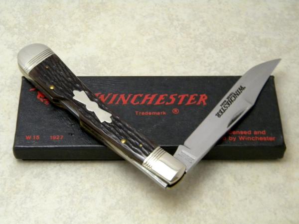 Winchester Trademark USA 1988 Bone 1927 Banana Lockback Knife in Box Winchester Trademark USA 1988 Bone 1927 Banana Lockback Knife in Box