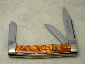 C. Risner Indian Head Solingen Germany Orange Cracked Ice Stockman Knife