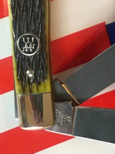 Vintage J A Henckels 2 Blade Trapper with Moss Green Handles -Black Henckels Sheild – NOS Vintage J A Henckels 2 Blade Trapper with Moss Green Handles -Black Henckels Sheild – NOS