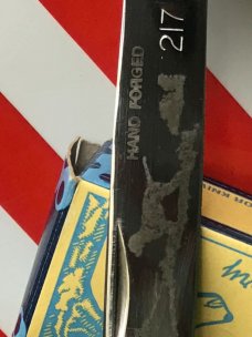 Ka-Bar ka bar (Belpre Ohio) Rhett Stidhams Dog Head Whittler -Gnarly Stag Handles & Blade Etch -NOS