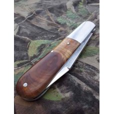 Kroo Custom handmade Barlow pattern knife with Clip Point Blade and Sneezewood Burl Scales. Kroo Custom handmade Barlow pattern knife with Clip Point Blade and Sneezewood Burl Scales.