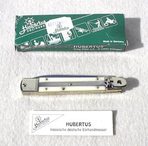 NEW HUBERTUS SLIMLINE SOLINGEN GERMANY GENUINE WHITE MICARTA LEVER LOCK KNIFE