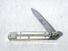 NEW HUBERTUS SLIMLINE SOLINGEN GERMANY GENUINE WHITE MICARTA LEVER LOCK KNIFE