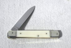 NEW HUBERTUS SLIMLINE SOLINGEN GERMANY GENUINE WHITE MICARTA LEVER LOCK KNIFE