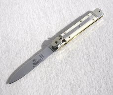 NEW HUBERTUS SLIMLINE SOLINGEN GERMANY GENUINE WHITE MICARTA LEVER LOCK KNIFE