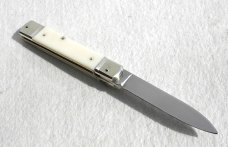 NEW HUBERTUS SLIMLINE SOLINGEN GERMANY GENUINE WHITE MICARTA LEVER LOCK KNIFE