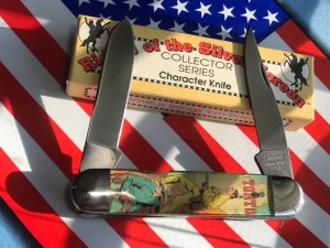 Vintage Camillus 2 Blade Large Cigar Knife w Riders of the Silver Screen Handles -Tonto -NOS