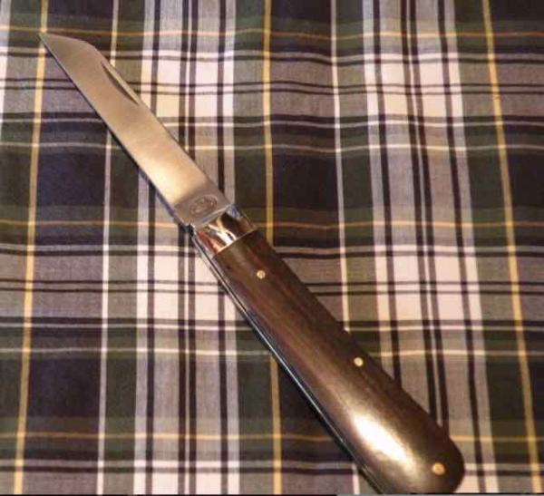 A Wright & Son Sheffield, England Large Lambfoot Knife with Ebony Scales and Sheepsfoot Blade A Wright & Son Sheffield, England Large Lambfoot Knife with Ebony Scales and Sheepsfoot Blade