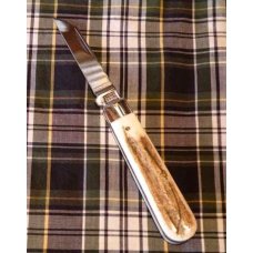 A Wright & Son Sheffield, England Small Lambfoot Knife w/Decorated Back Spring and Stag Scales A Wright & Son Sheffield, England Small Lambfoot Knife w/Decorated Back Spring and Stag Scales