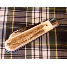 A Wright & Son Sheffield, England Small Lambfoot Knife w/Decorated Back Spring and Stag Scales A Wright & Son Sheffield, England Small Lambfoot Knife w/Decorated Back Spring and Stag Scales