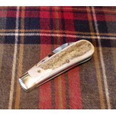 A. Wright & Son Sheffield, England Tackler Utility Knife with Stag Scales and Curved Blade A. Wright & Son Sheffield, England Tackler Utility Knife with Stag Scales and Curved Blade