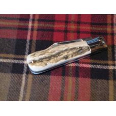 A. Wright & Son Sheffield, England Single Blade Barlow Knife with Stag Scales and Clip Blade A. Wright & Son Sheffield, England Single Blade Barlow Knife with Stag Scales and Clip Blade