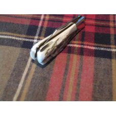 A. Wright & Son Sheffield, England Single Blade Barlow Knife with Stag Scales and Clip Blade A. Wright & Son Sheffield, England Single Blade Barlow Knife with Stag Scales and Clip Blade