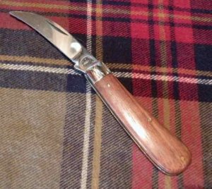 A. Wright & Son Sheffield, England Peach Pruner Knife with Ebony Scales and Wharncliffe Blade
