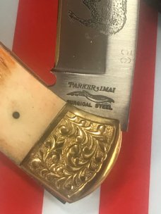 Vintage Parker IMAI K-538 Lockback Hunter Knife w A Wild Boar Blade Etching -Orig Sheath & Box -NOS Vintage Parker IMAI K-538 Lockback Hunter Knife w A Wild Boar Blade Etching -Orig Sheath & Box -NOS