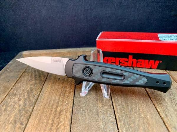 Kershaw Mini Stiletto Launch 12  Black Anodized Aluminum with Carbon Fiber Inlay 