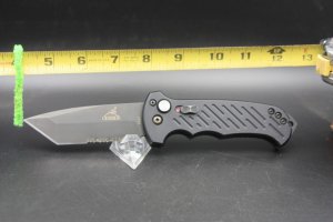 Used Gerber Auto 06 Tanto Automatic Knife aluminum Scales (3.7" S30V Black Serr)