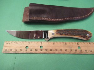 David Manley Custom Bird & Trout Stag Handle Fixed Blade