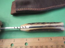 David Manley Custom Bird & Trout Stag Handle Fixed Blade