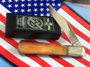 Queen Dan Burke Large Daddy Barlow Pocket Knife w Beautiful Multi Color Brown (sawcut) Handles -MINT