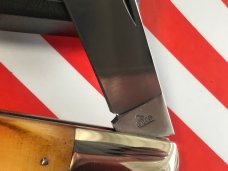 Queen Dan Burke Large Daddy Barlow Pocket Knife w Beautiful Multi Color Brown (sawcut) Handles -MINT Queen Dan Burke Large Daddy Barlow Pocket Knife w Beautiful Multi Color Brown (sawcut) Handles -MINT