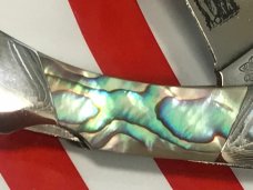 Vintage Frost (Japan) Custom Design Lock Back w/ Fantastic Abalone Handles -Naked Lady Blade Etch Vintage Frost (Japan) Custom Design Lock Back w/ Fantastic Abalone Handles -Naked Lady Blade Etch