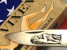 Vintage Frost (Japan) Custom Design Lock Back w/ Fantastic Abalone Handles -Naked Lady Blade Etch Vintage Frost (Japan) Custom Design Lock Back w/ Fantastic Abalone Handles -Naked Lady Blade Etch