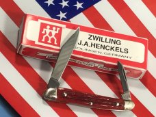 Vintage J A Henckels 2 Blade Half Whittler Pocket Knife with Beautiful (AULF) Red Pick Bone Handles Vintage J A Henckels 2 Blade Half Whittler Pocket Knife with Beautiful (AULF) Red Pick Bone Handles