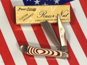 Vintage Frost (Custom Design Series) Razor Nut Knife w Candy Stripe Micatra Handles +NOS in Orig Box