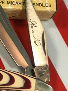 Vintage Frost (Custom Design Series) Razor Nut Knife w Candy Stripe Micatra Handles +NOS in Orig Box Vintage Frost (Custom Design Series) Razor Nut Knife w Candy Stripe Micatra Handles +NOS in Orig Box
