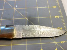 Damascus Lockback Hunting Knife with File Worked Spine Damascus Lockback Hunting Knife with File Worked Spine