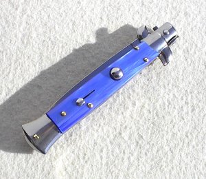 NEW 9" FRANK BELTRAME BLUE PEARL ITALIAN STILETTO FLAT GRIND BLADE