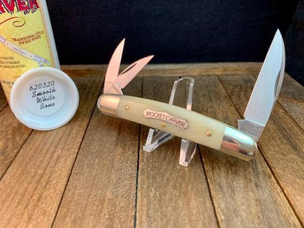 Great Eastern Cutlery Tidioute 62 Pocket Carver White Smooth Bone 