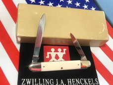 Vint J A Henckels 2 Blade Pen Pocket Knife with Beautiful Exotic Antique Ivory Handles -NOS