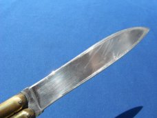 OLD VINTAGE 60's LARGE  HANDMADE PHILLIPINES BONE  "BALISONG" BUTTERFLY FOLDING POCKET KNIFE KNIVES 