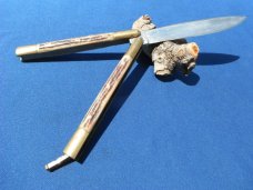 OLD VINTAGE 60's LARGE  HANDMADE PHILLIPINES BONE  "BALISONG" BUTTERFLY FOLDING POCKET KNIFE KNIVES 