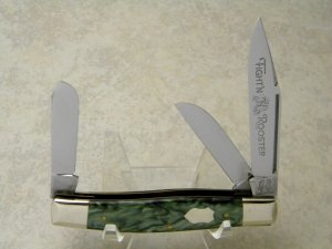 Fight'n Rooster Frank Buster Cutlery Co. Solingen Germany Mint Green Perloid Stockman Knife