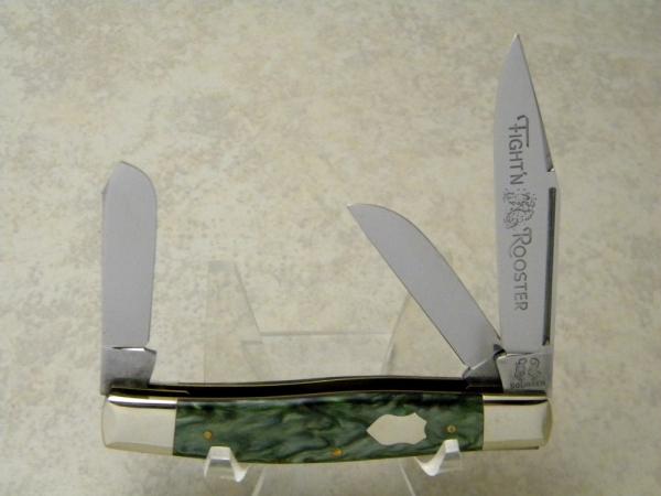 Fight'n Rooster Frank Buster Cutlery Co. Solingen Germany Mint Green Perloid Stockman Knife Fight'n Rooster Frank Buster Cutlery Co. Solingen Germany Mint Green Perloid Stockman Knife