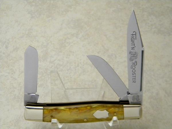 Fight'n Rooster Frank Buster Cutlery Co. Solingen Germany Gold Perloid Stockman Knife Fight'n Rooster Frank Buster Cutlery Co. Solingen Germany Gold Perloid Stockman Knife