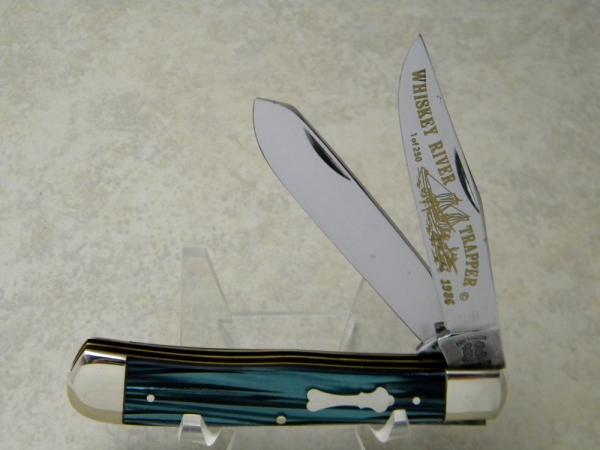 Fight'n Rooster Germany Celebrated Blue & Black 1986 Whiskey River Trapper Knife 1 of 250 Fight'n Rooster Germany Celebrated Blue & Black 1986 Whiskey River Trapper Knife 1 of 250
