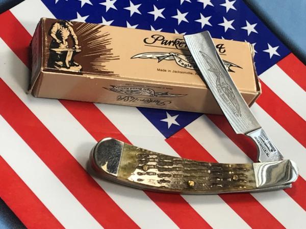 Vintage Parker Alabama USA Large 4" Razor w/ Beautiful Greenish Brown Handles - NOS in Original Box Vintage Parker Alabama USA Large 4" Razor w/ Beautiful Greenish Brown Handles - NOS in Original Box