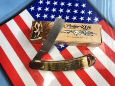 Vintage Parker Alabama USA Large 4" Razor w/ Beautiful Greenish Brown Handles - NOS in Original Box Vintage Parker Alabama USA Large 4" Razor w/ Beautiful Greenish Brown Handles - NOS in Original Box