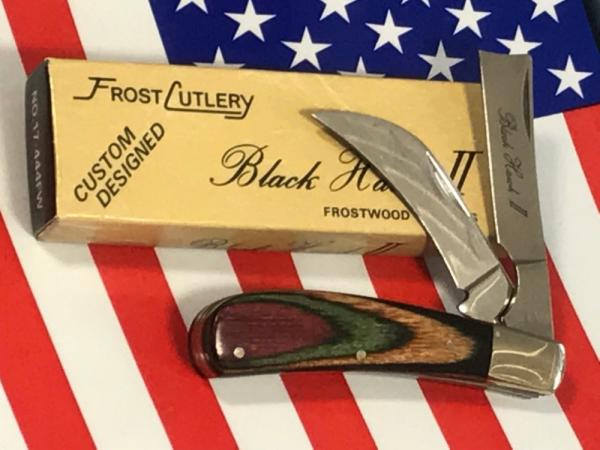 Vintage Frost (Custom Design Series) Razor Barlow Knife -Colorful Frostwood Handles +NOS in Orig Box