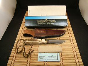 SCHRADE+ USA PHIES PRO HUNTER 1 RARE VINTAGE FULL TANG FIXED BLADE STAG HORN HUNTING KNIFE NEW MINT 