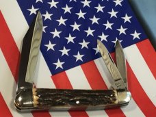 German Cole Brand 4" Whittler Knife w Great Stag Handles and Oval Shield -NOS German Cole Brand 4" Whittler Knife w Great Stag Handles and Oval Shield -NOS