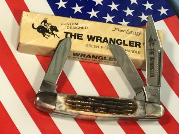 Vintage Frost (Custom Design Series) The Wrangler Stockman Knife - Handles +NOS in Orig Box Vintage Frost (Custom Design Series) The Wrangler Stockman Knife - Handles +NOS in Orig Box