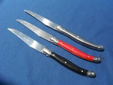  3 French Knives 1 LAGUIOLE "Bee" & 1 Jean Dulost 1 Barenthal  Stainless Serrated Blade Steak Knives